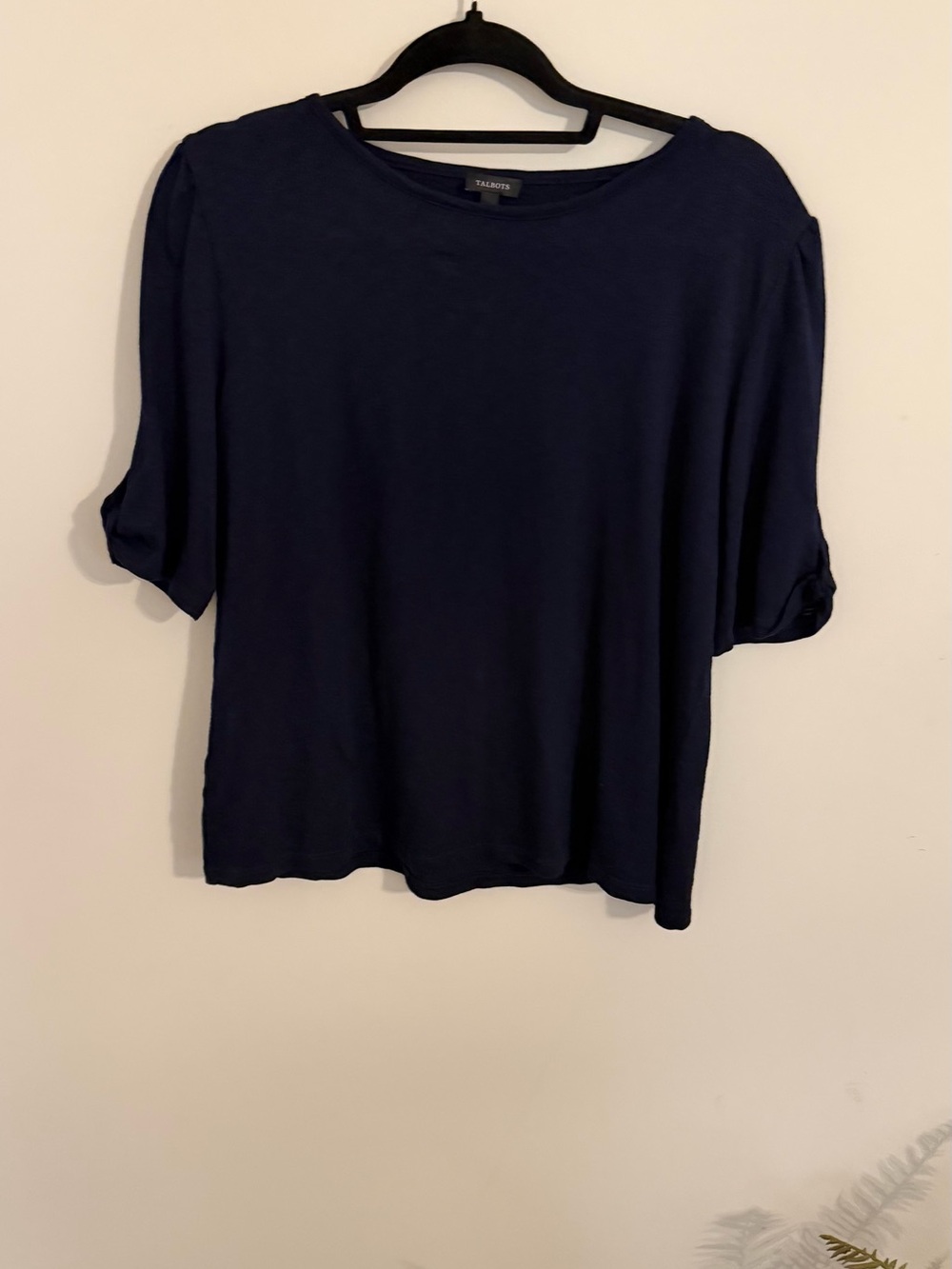 Talbots Deep Navy Short-Sleeve Boatneck Blouse